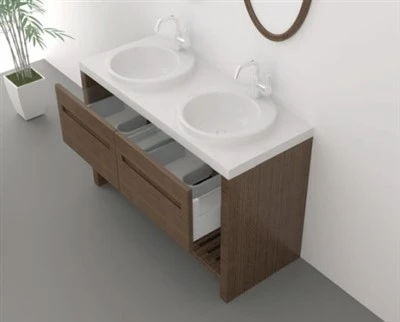 Bàn trang điểm đôi độc lập bằng gỗ tối màu
