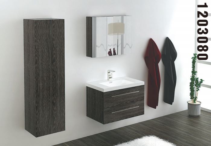 Wall-Mounted Oak Vanity Set Wall-Mounted Oak Vanity Set